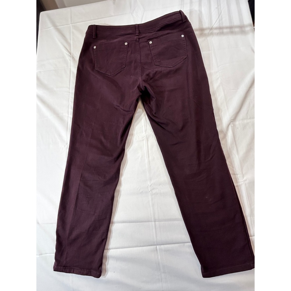 J. Jill Authentic Fit Slim Ankle Pants 12P Burgundy Purple Stretch Denim Jeans